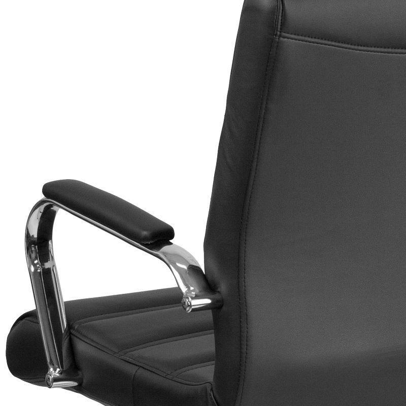 Mid-Back Black LeatherSoft Executive Swivel Office Chair with Chrome Frame