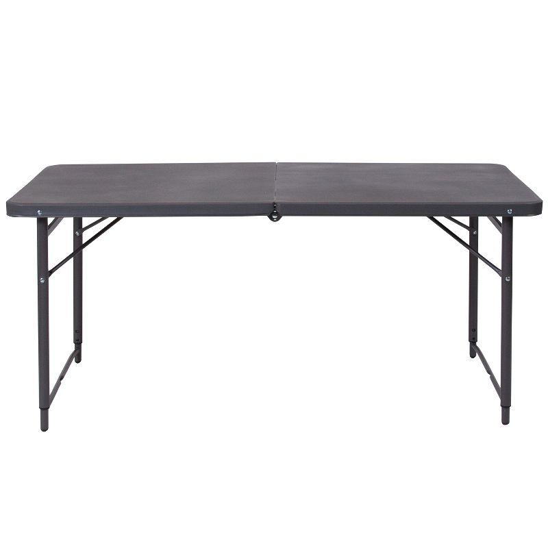 Noah 48.25" Plastic Rectangular Adjustable Fold-in-Half Table with Handle