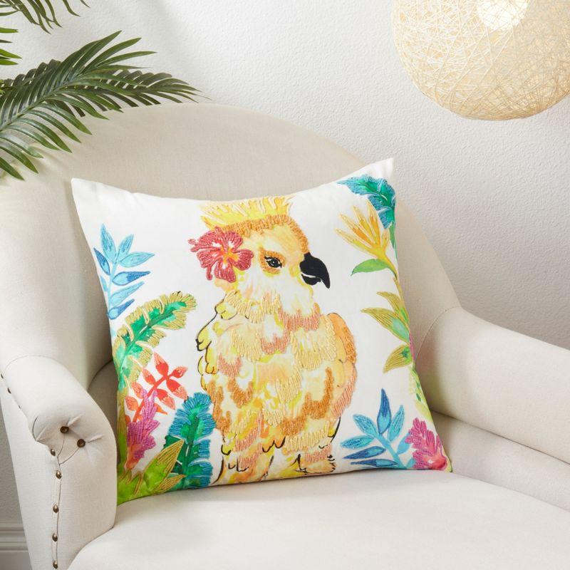 Saro Lifestyle Parakeet  Decorative Pillow Cover, Multi, 20"