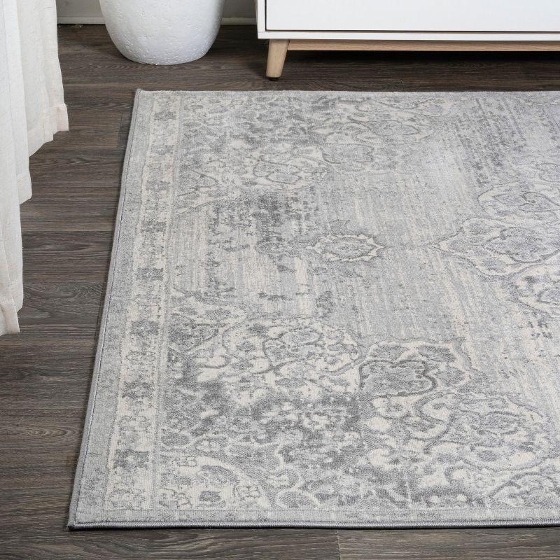 8' X 10' Modern Persian Vintage Moroccan Medallion Area Rug, Light Gray - JONATHAN Y