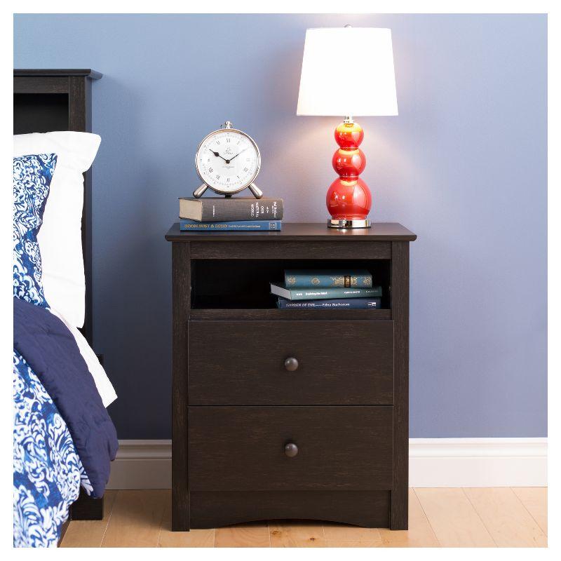 2 Drawer Nightstand Vintage Black - Prepac: Sonoma Collection, Open Shelf, Wood Composite, Bedroom Storage