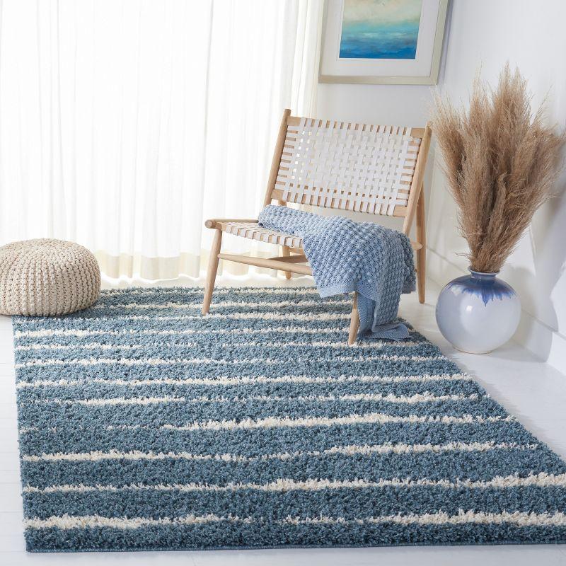 Venus Shag VNS603 Power Loomed Indoor Area Rug - Turquoise/Ivory - 5'3"x7'6" - Safavieh