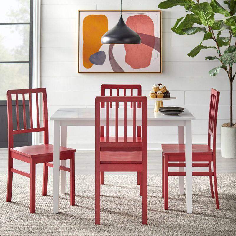 Camden Red Wood Slat Back Dining Chairs, Set of 4