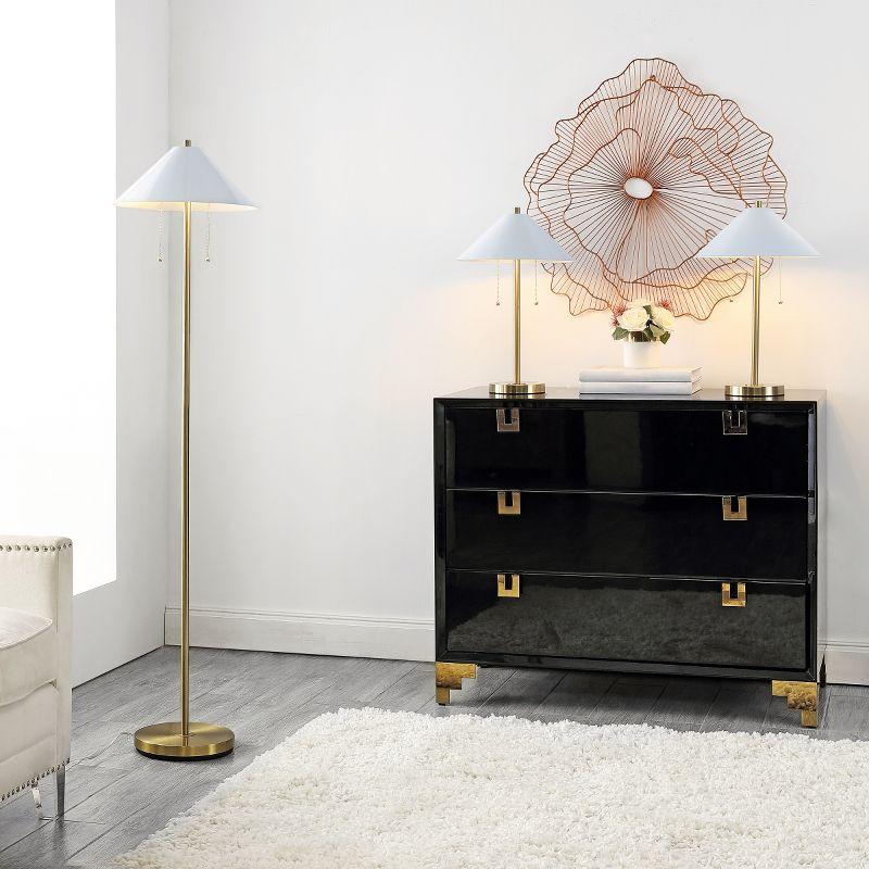 Prisma Floor And Two Table Lamps - Set of 3 - FLT4001 - Gold/White - Safavieh