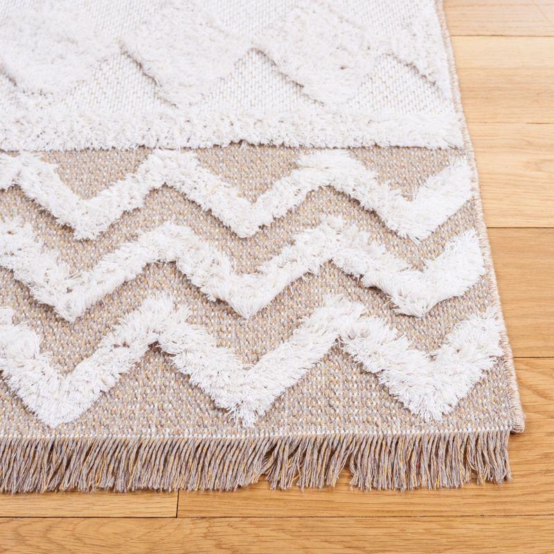 Augustine Ivory/Beige Geometric Synthetic Square Rug, 6'4" x 6'4"