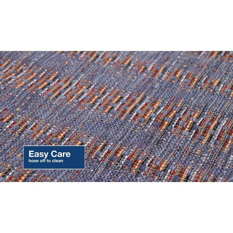 Liora Manne Avena Panel Stripe Indoor/Outdoor Rug Denim 7'10" Square