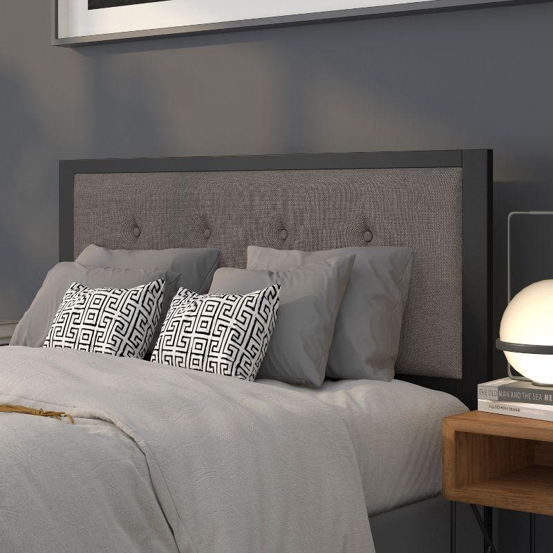 Elegant Full-Size Dark Gray Tufted Upholstered Headboard