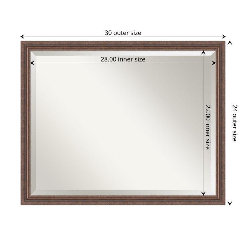 Amanti Art Distressed Rustic Brown Beveled Wood Bathroom Wall Mirror 24.5 x 30.5 in.