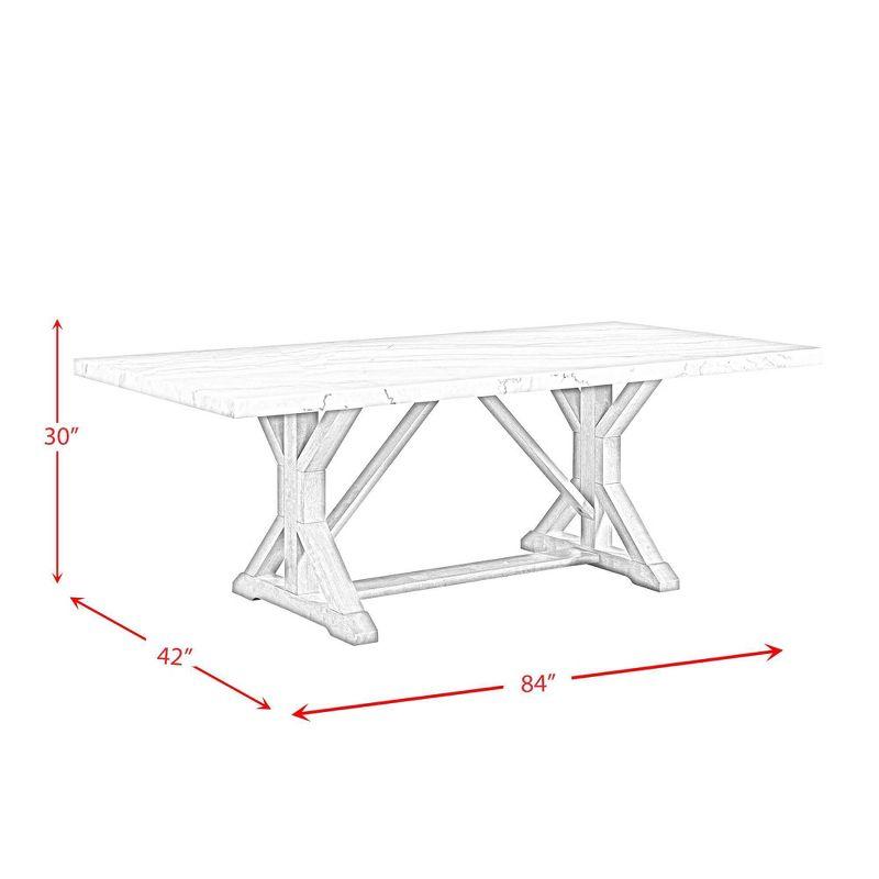 Picket House Furnishings Liam Standard Height Rectangular Dining Table White Marble: Scandinavian Style, Rubberwood Frame, Seats 4