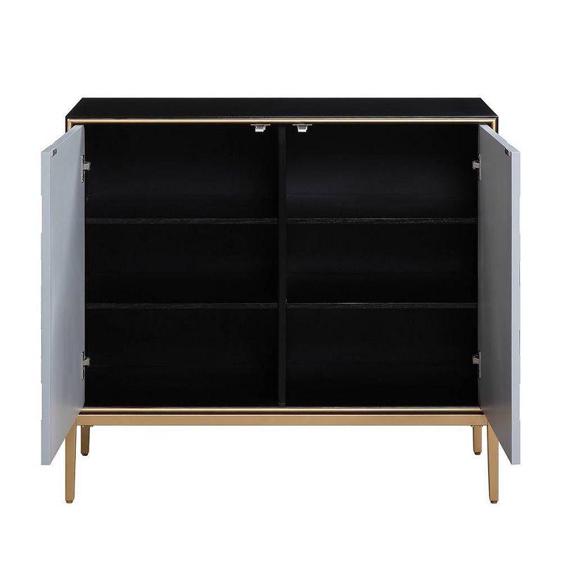 39" Quilla Accent Table Black, Gray and Brass Finish - Acme Furniture