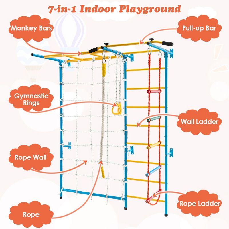 Costway 7 in 1 Kids Indoor Gym Playground Swedish Wall Ladder Children Home Climbing Gym