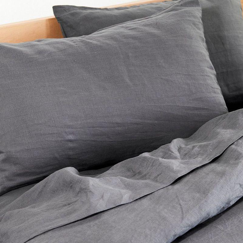 Slate Gray French Linen Standard Pillowcase Set