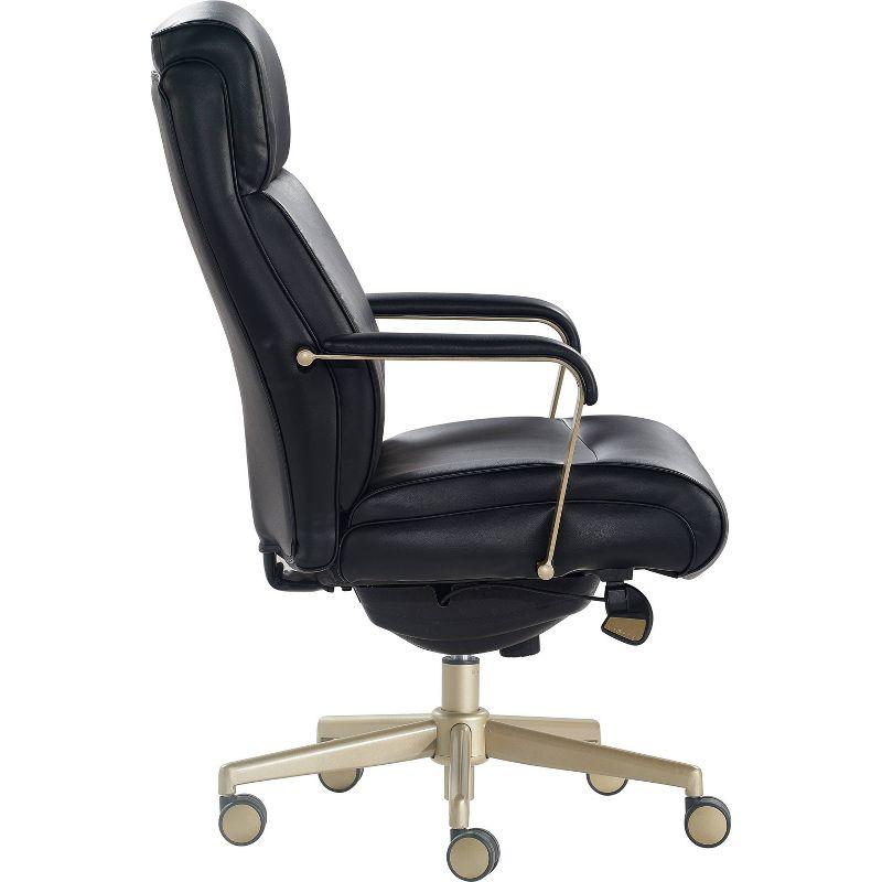 Modern Executive Black Bonded Leather Office Chair with Copper Base