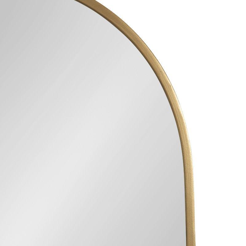 Schuyler Arched 20x31 Natural Wood & Gold Wall Mirror with Hooks