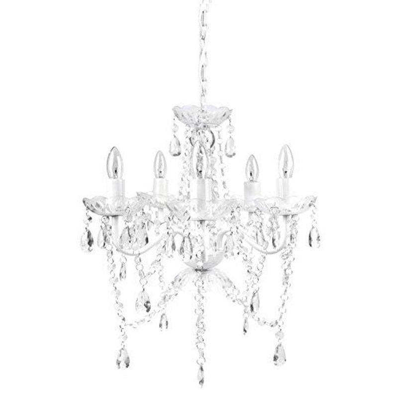Tadpoles 5-Bulb Vintage Chandelier - White Diamond | 20" x 18" x 17" | Uses Five 25-Watt E12 Candelabra Bulbs