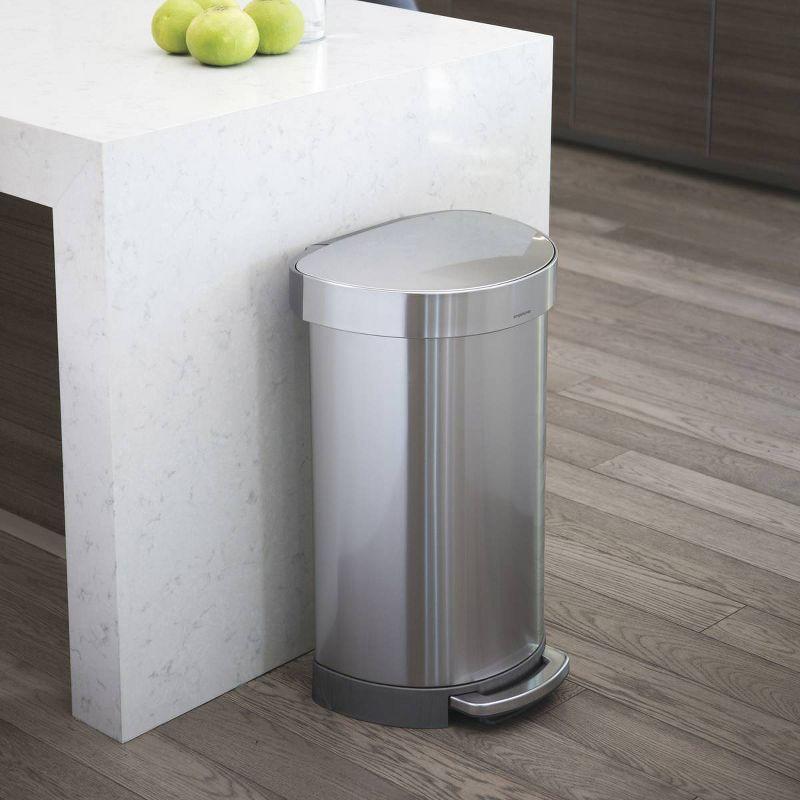 simplehuman Semi-Round Hands-Free Kitchen Step Trash Can with Soft-Close Lid