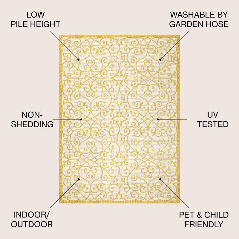 Madrid Cream and Yellow Filigree 5' x 7' Synthetic Rug