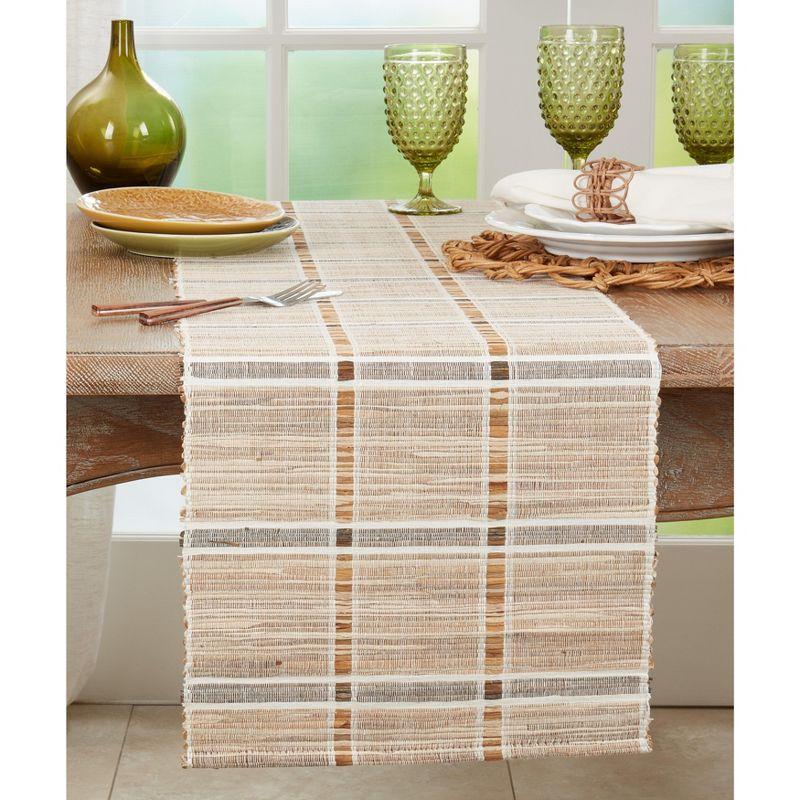 Beige Water Hyacinth Stripe Table Runner, 14"x72"