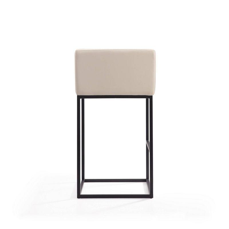 Embassy Cream Faux Leather and Black Metal Barstool Set of 3