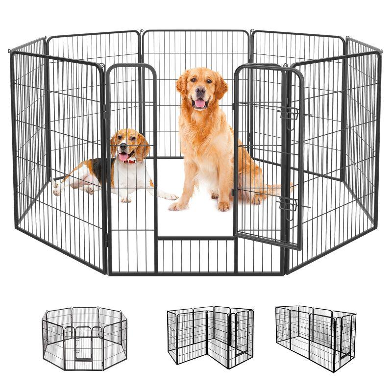 Heavy Duty Black Metal Pet Playpen with Door