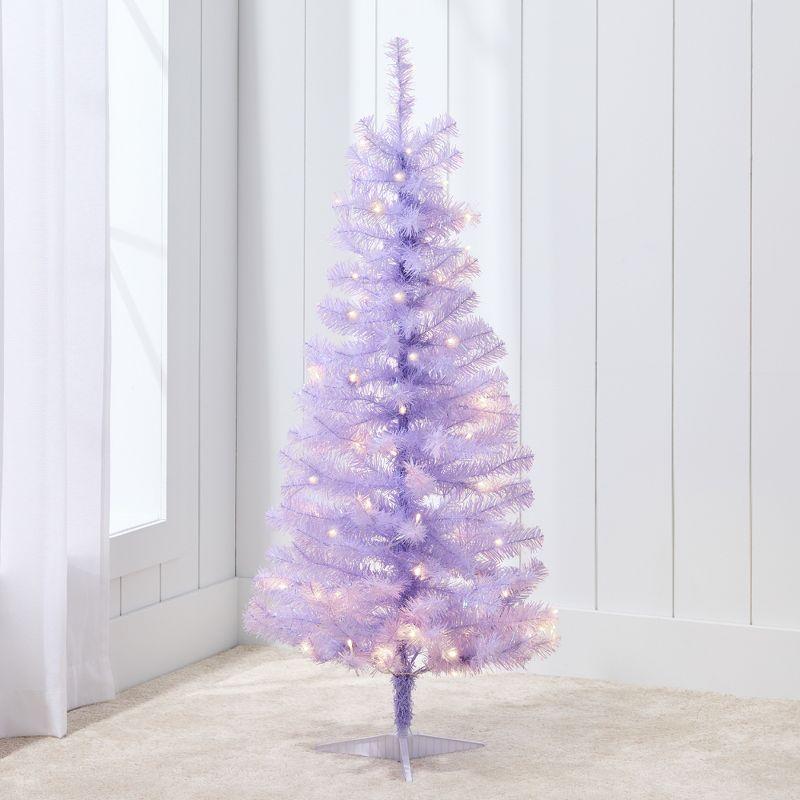 Best Choice Products 4ft Prelit Colored Christmas Tree, Artificial Tree Holiday Decor w/ LED Lights - Lavender