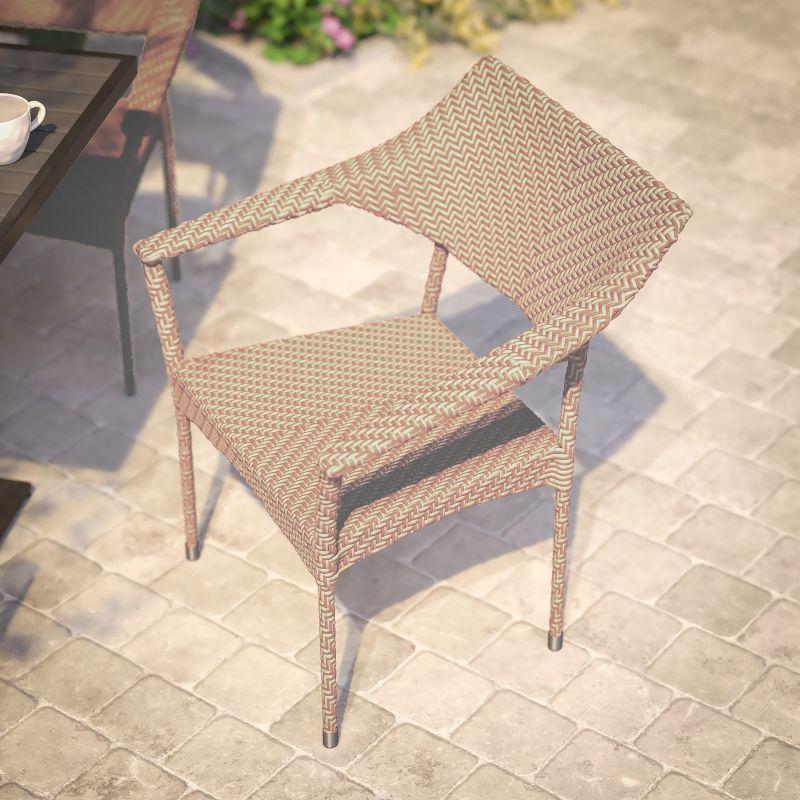Flash Furniture Jace Commercial Grade Stacking Patio Chair, All Weather PE Rattan Wicker Patio Dining Chair in Natural