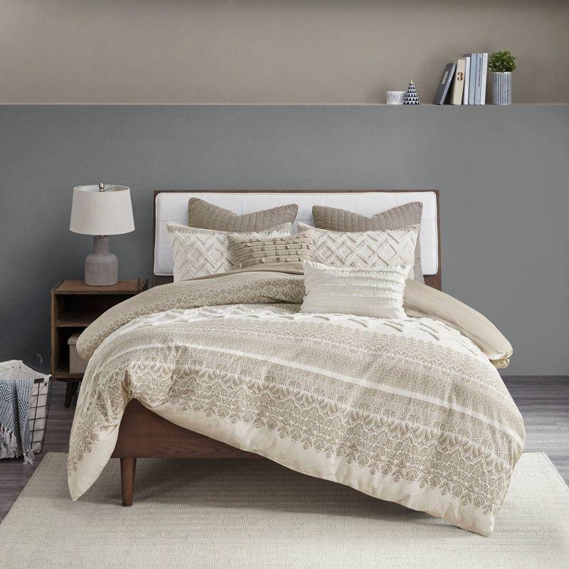 Mila Cotton Duvet Cover Set with Chenille Tufting