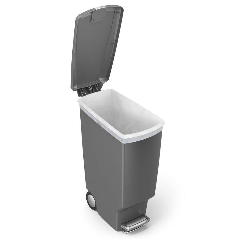 Gray Plastic Slim Kitchen Step Trash Can with Lockable Lid