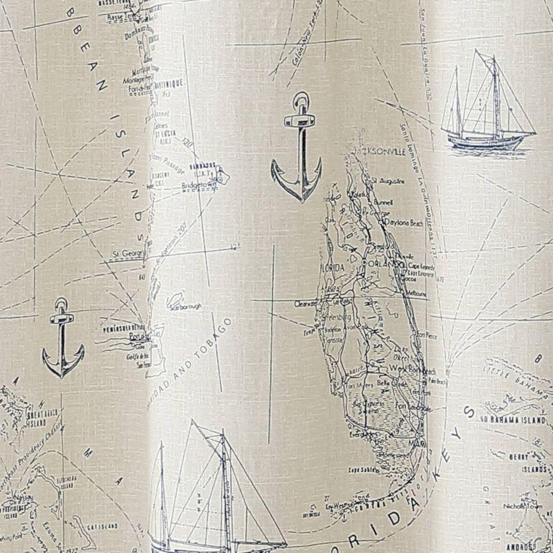 Caribbean Sea Navy Cotton Nautical Shower Curtain