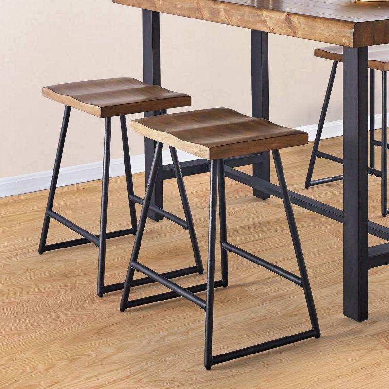 5pc Landon Counter Height Dining Set Golden Brown - Steve Silver Co.: Modern Metal Frame, 4 Stools, No Extension