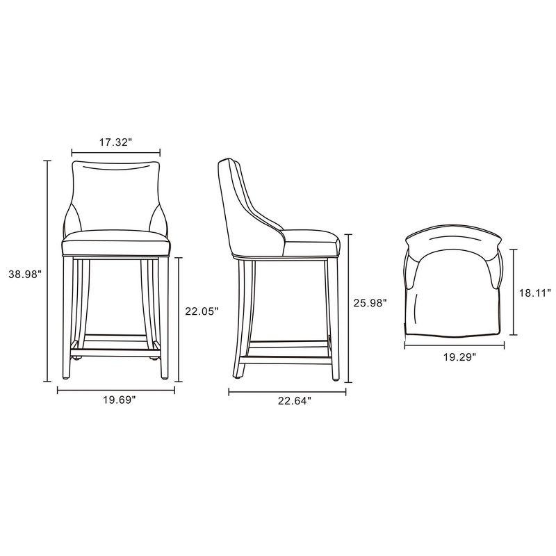 Tan Leatherette Upholstered Counter Height Barstool with Beechwood Frame