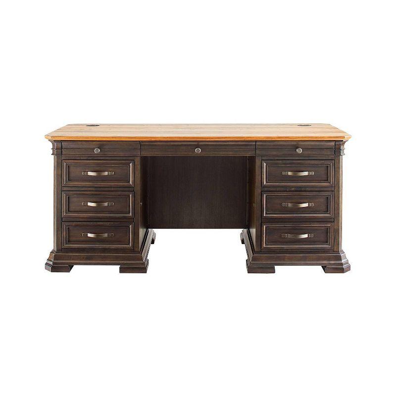 Sonoma Double Pedestal Desk Brown - Martin Furniture: Antique Bronze Hardware, Wood Veneer, No Assembly Required