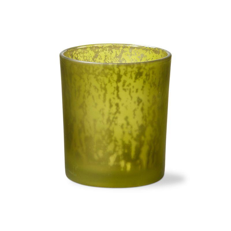 Green Mercury Glass Tealight Candle Holder, 4-inch