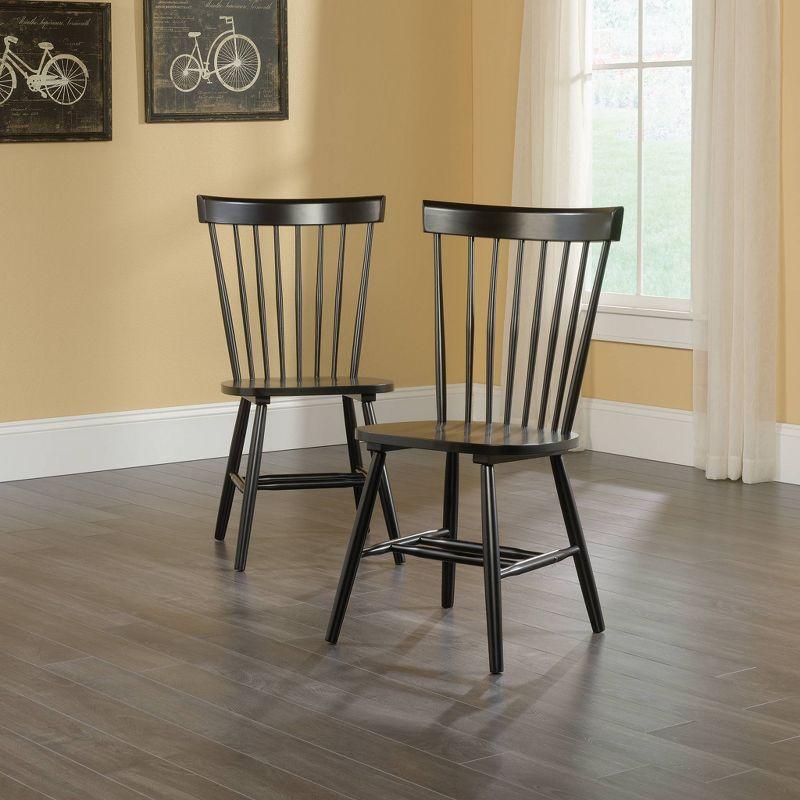 Black Solid Wood Upholstered Windsor Side Chairs, Set of 2