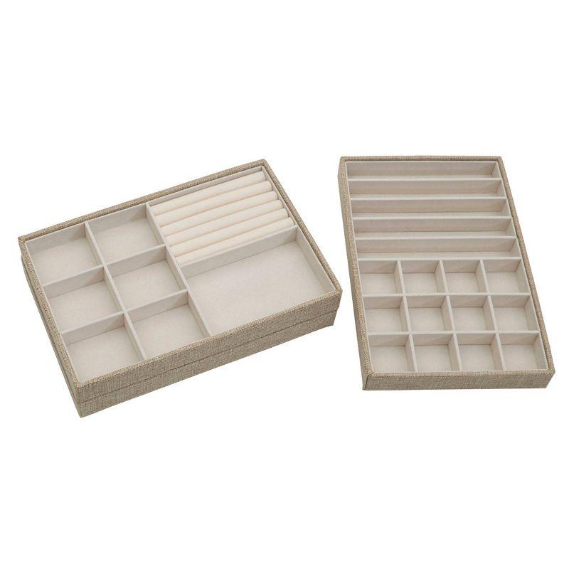 Household Essentials Stackable Jewelry Trays 3 Latte: Beige Polyester Drawer Organizer & Storage Trays, 8"x12"