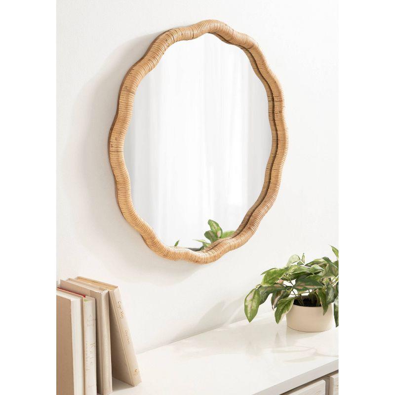 Kate & Laurel All Things Decor 26"x26" Rahfy Scallop Framed Wall Mirror Natural: Bohemian Style, No Assembly Required