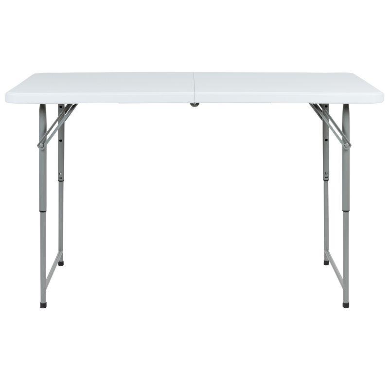 Flash Furniture Parker Height Adjustable Bi-Fold Plastic Folding Table with Carrying Handle