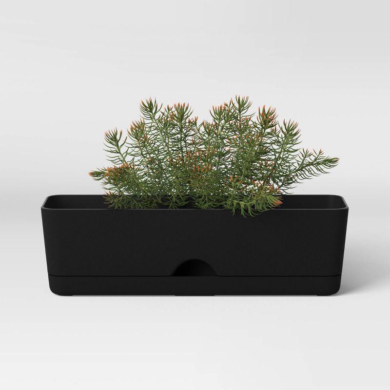 Self-Watering Window Rectangular Indoor Outdoor Planter Box Black 16"x4.5" - Room Essentials™: Polypropylene, No Assembly Required
