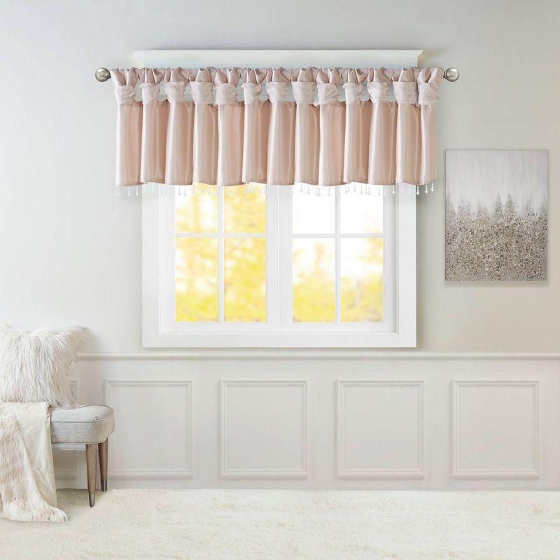 Madison Park Emilia Lightweight Faux Silk Single Valance with Beads