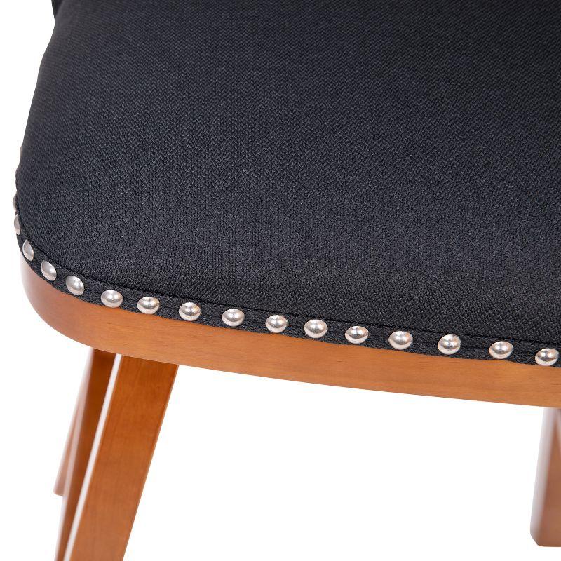Flash Furniture 2 Pack Commercial Walnut Finish Wood Barstools with Nail Trim-Charcoal Faux Linen