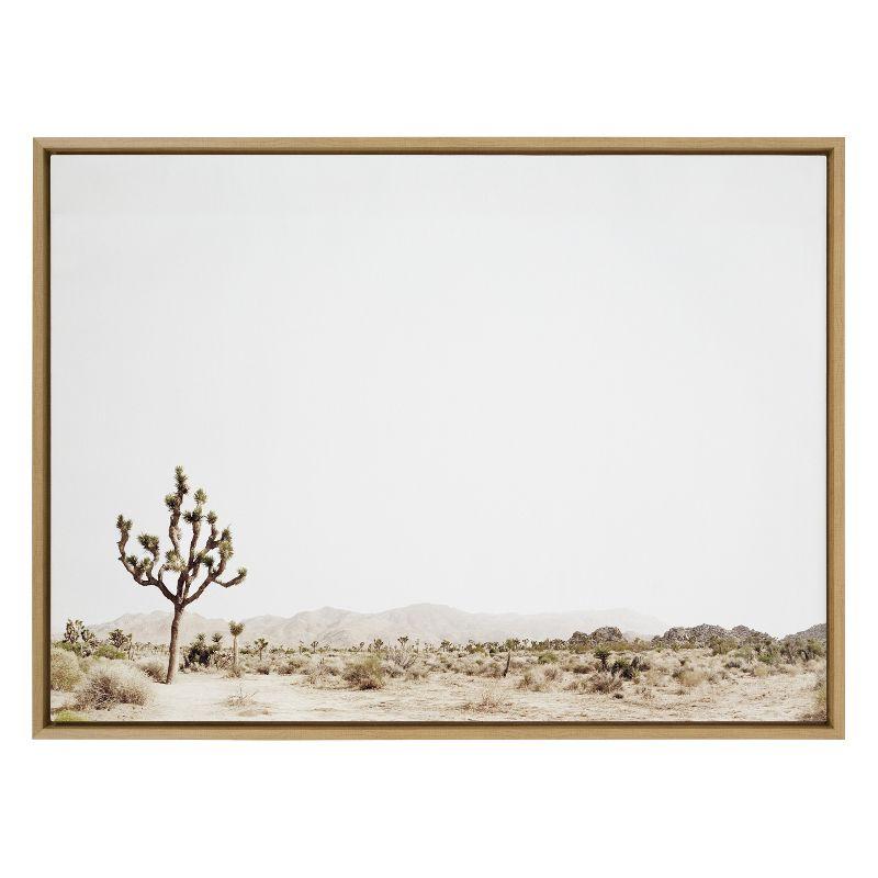 Kate and Laurel Sylvie Lone Joshua Tree Framed Canvas by Amy Peterson Art Studio, 31.5 x 41.5, Natural