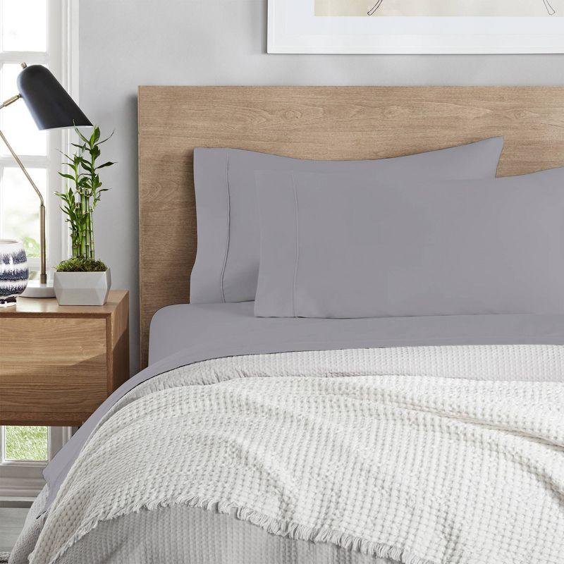 King 1200 Thread Count Cotton Rich Sateen Sheet Set Gray - Color Sense: Moisture-Wicking, Deep Pocket, OEKO-TEX Certified