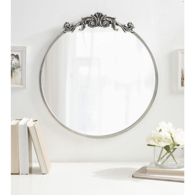 Kate and Laurel Arendahl Metal Round Mirror, 24" Diameter, Silver