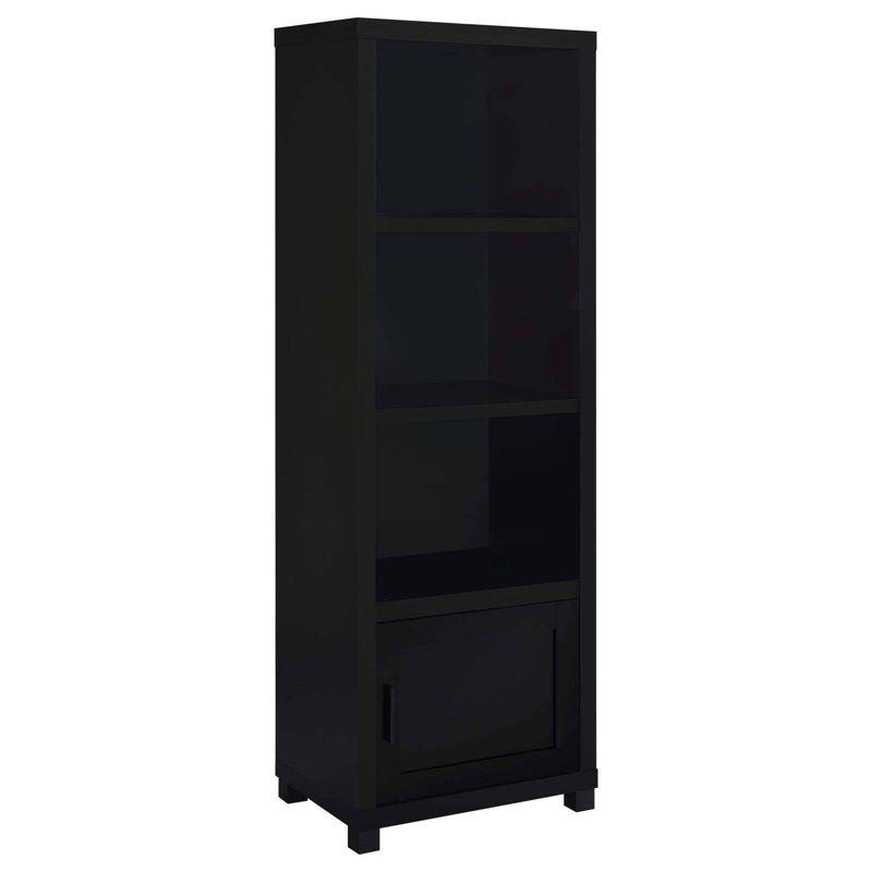 Black 3-Shelf Media Tower with Cabinet