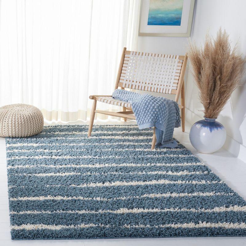Venus Shag VNS603 Power Loomed Indoor Area Rug - Turquoise/Ivory - 5'3"x7'6" - Safavieh