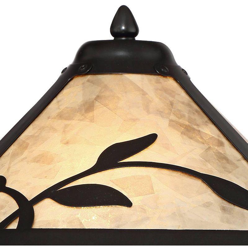 Franklin Iron Works Feuille Country Cottage Table Lamp 23 3/4" High Metal Openwork Leaf Mica Shade for Bedroom Living Room Bedside Nightstand Office