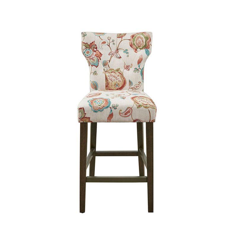 Saffron Tufted Back Counter Height Barstool Orange/Espresso - Madison Park: Upholstered, Solid Wood Legs