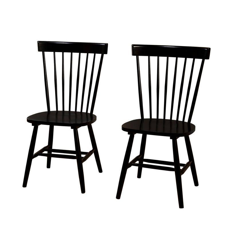 Buylateral Set of 2  Solid Wood Spindle Dining Chairs Black: Solid Rubberwood, Unupholstered