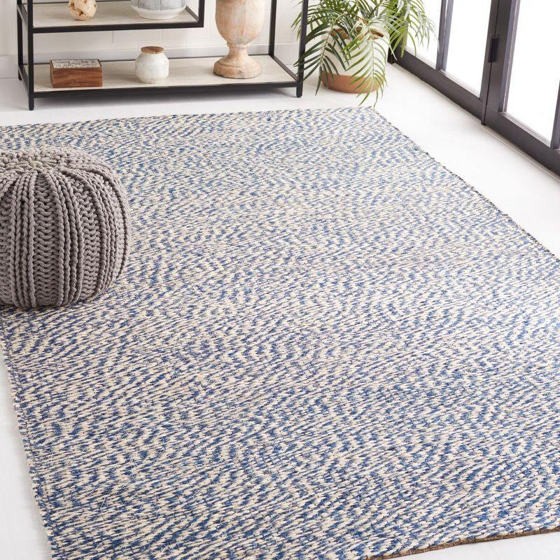 Coastal Breeze Blue & Ivory Hand-Knotted 6' x 9' Jute Rug