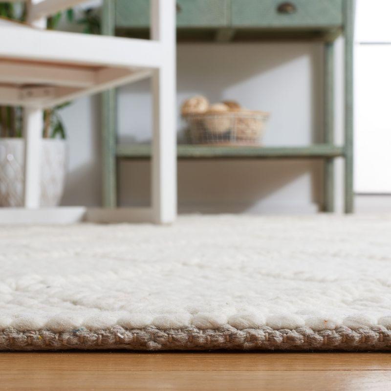 Ivory Flat Woven Hand-Tufted Wool Area Rug